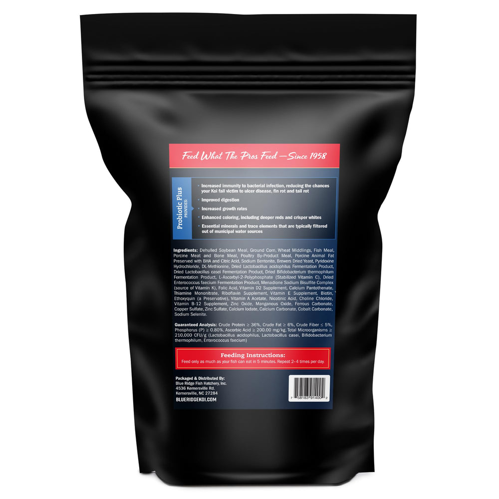 Blue Ridge probiotique Primalac, soutien immunitaire renforcé chez les poissons.
