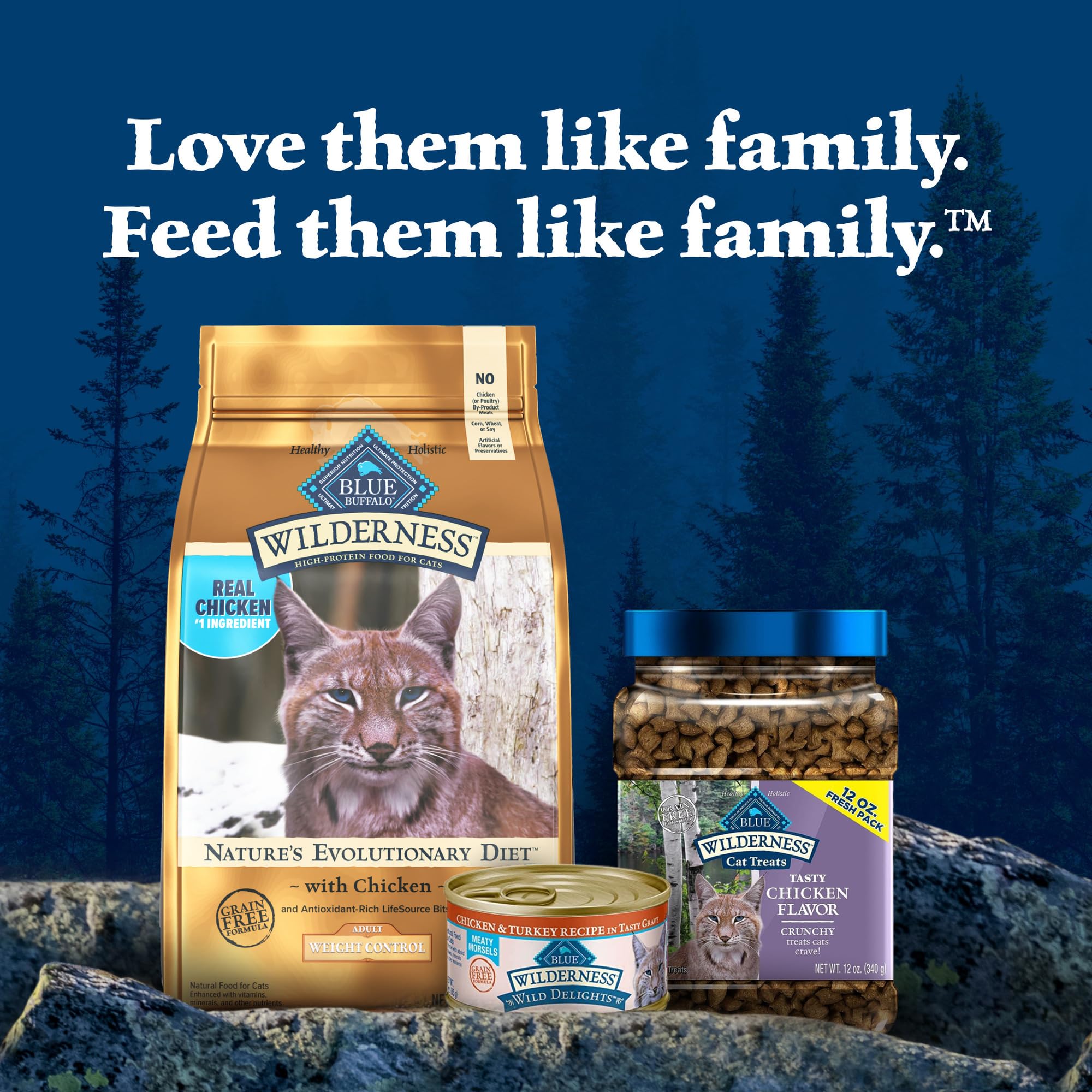 BLUE WILDERNESS Chat sec, canneberges et myrtilles apportant des nutriments.