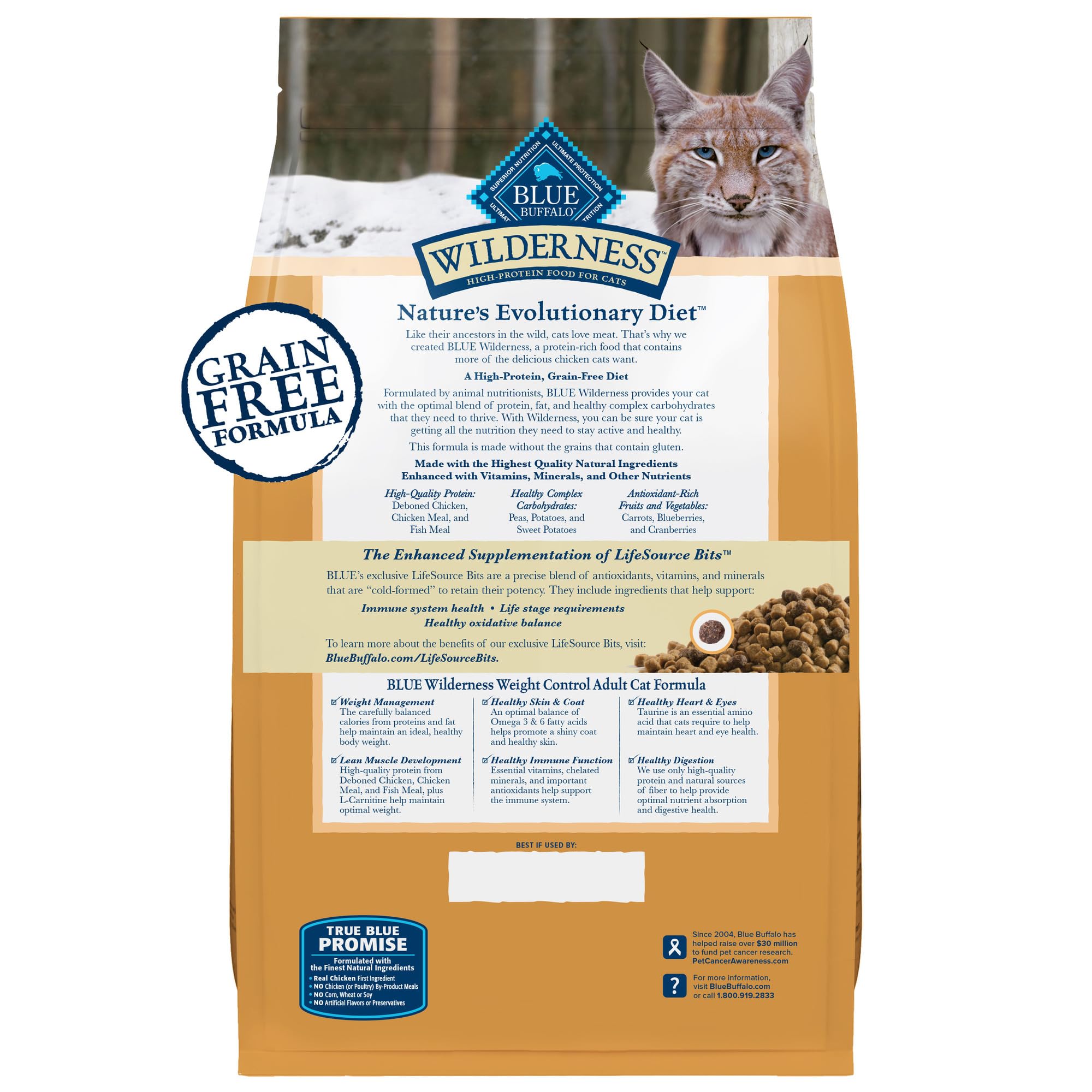 BLUE WILDERNESS Chat sec, gestion du poids grâce à des calories équilibrées.