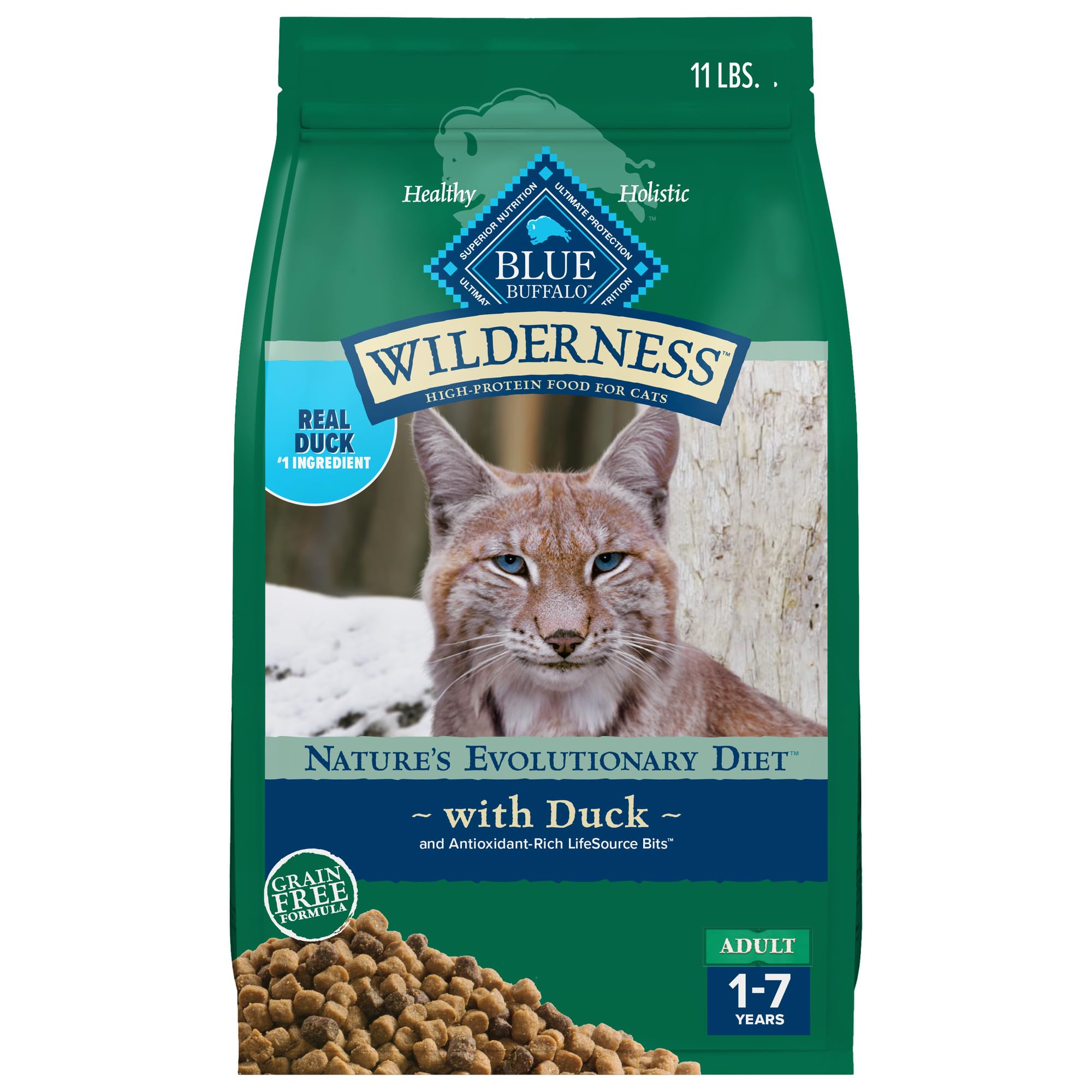 Blue Wilderness canard premier ingrédient réel pour une alimentation naturelle du chat