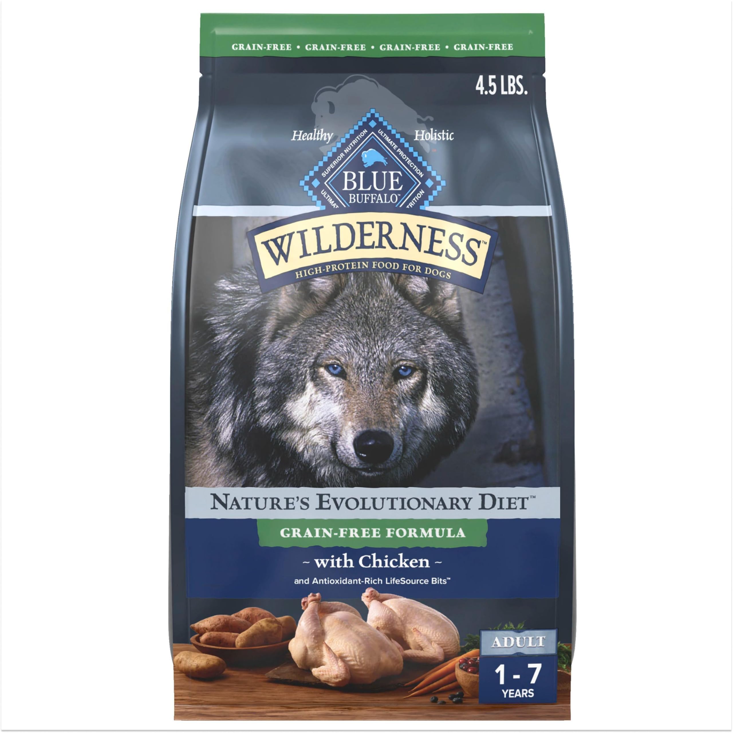 Blue Wilderness – sac d’aliment pour chien adulte avec poulet reel et haute proteine