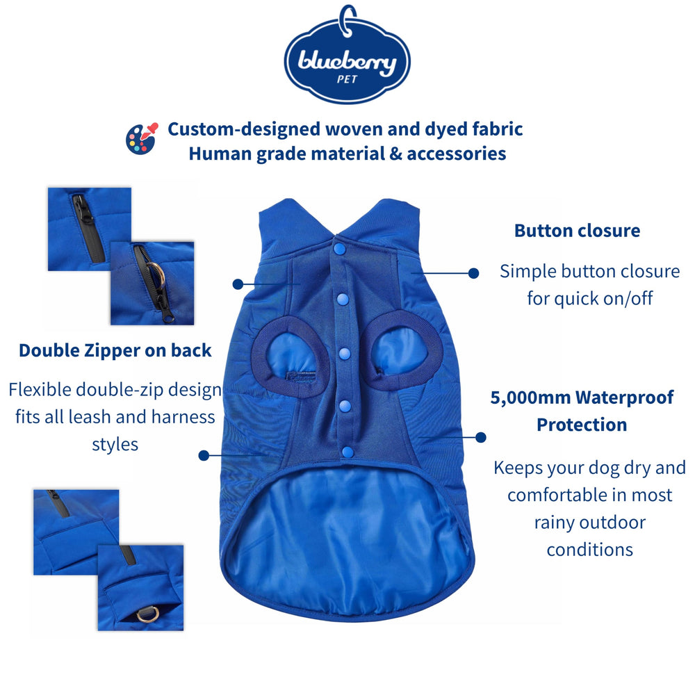 Manteau Blueberry Pet quilté et chaud pour chien, isolation idéale en hiver