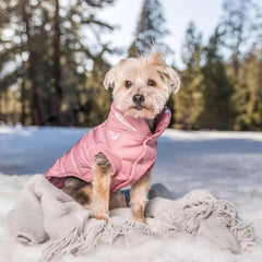 Blueberry Pet manteau puffer mauve ouverture laisse zippee pour promenade pratique.