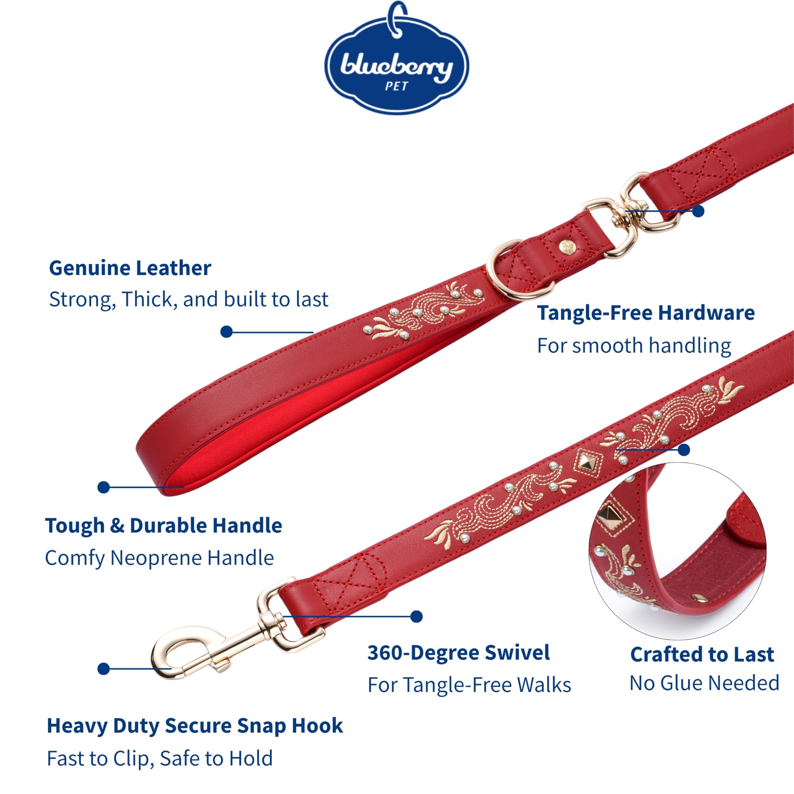 Mousqueton métallique durable Blueberry Pet assure une attache fiable et rapide.