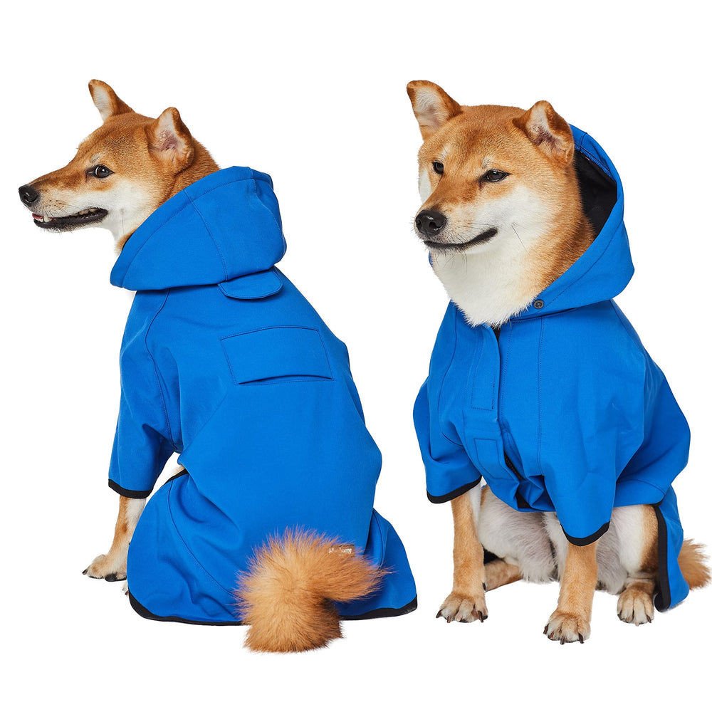 Veste softshell Blueberry Pet avec capuche intégrée pour jours humides.