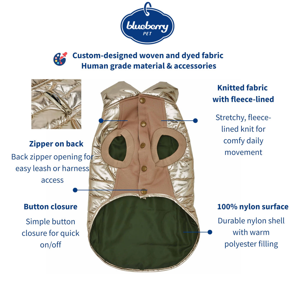 Veste Blueberry Pet dos 14 pouces, longueur adaptée pour petits chiens.