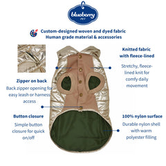 Veste Blueberry Pet dos 14 pouces, longueur adaptée pour petits chiens.