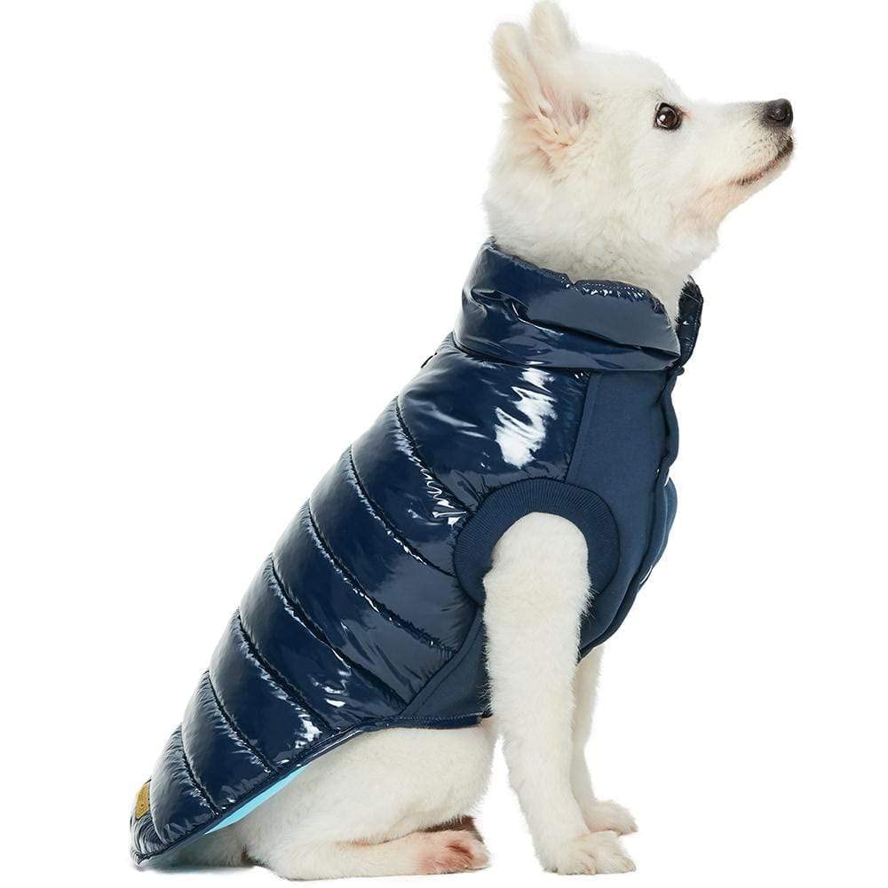 Veste puffer Blueberry Pet bleu nuit, design sans manches pour liberté de mouvement.