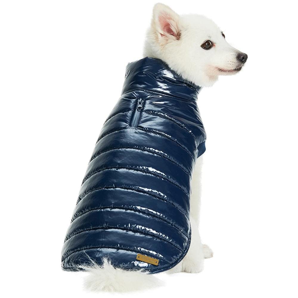 Veste puffer Blueberry Pet bleu nuit, garnissage polyester pour chaleur légère.