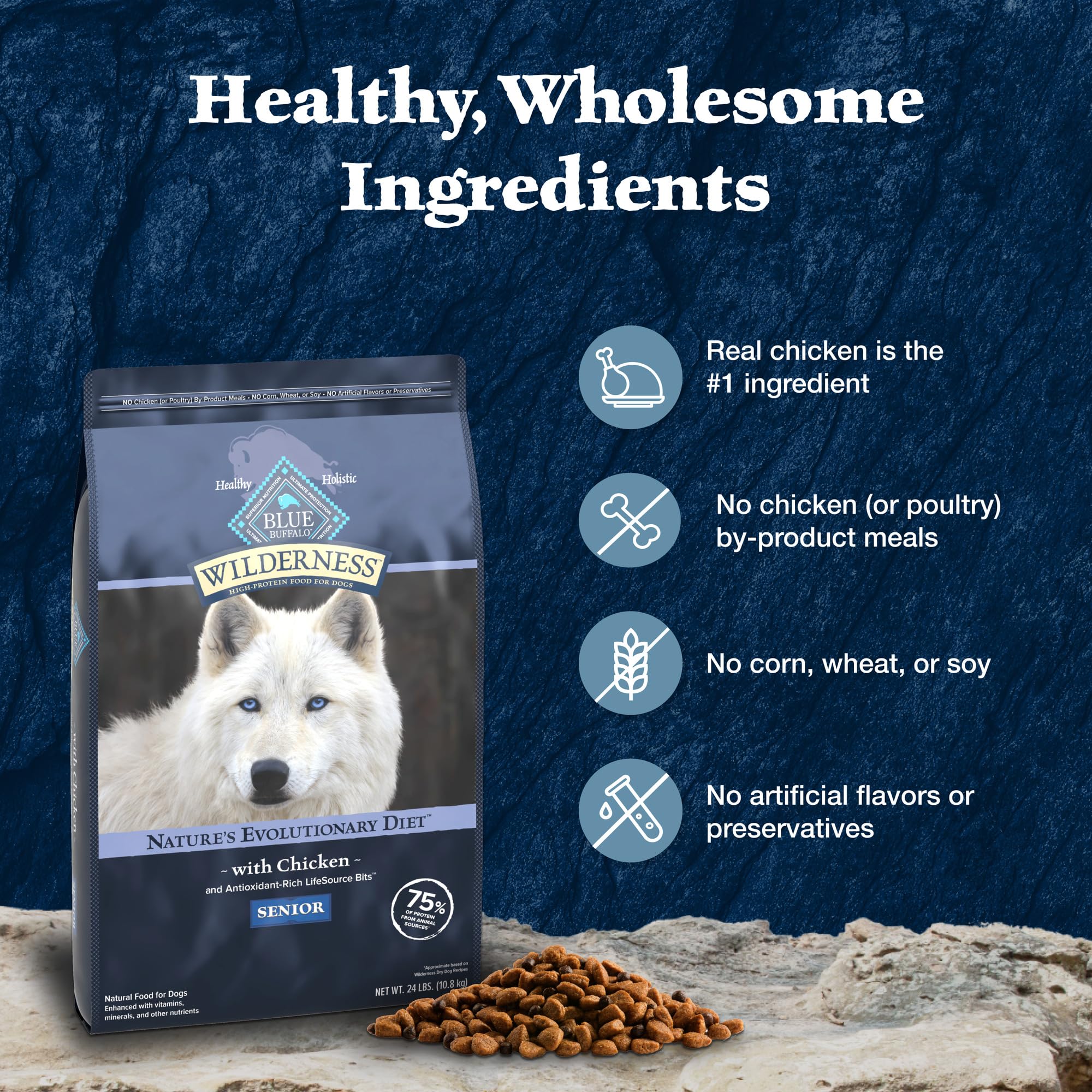 Blue Buffalo Wilderness Senior sac pratique 4,5 lb pour repas réguliers