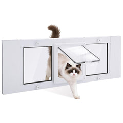 Porte-chat Blulu pour fenêtre avec cadre aluminium et installation rapide.