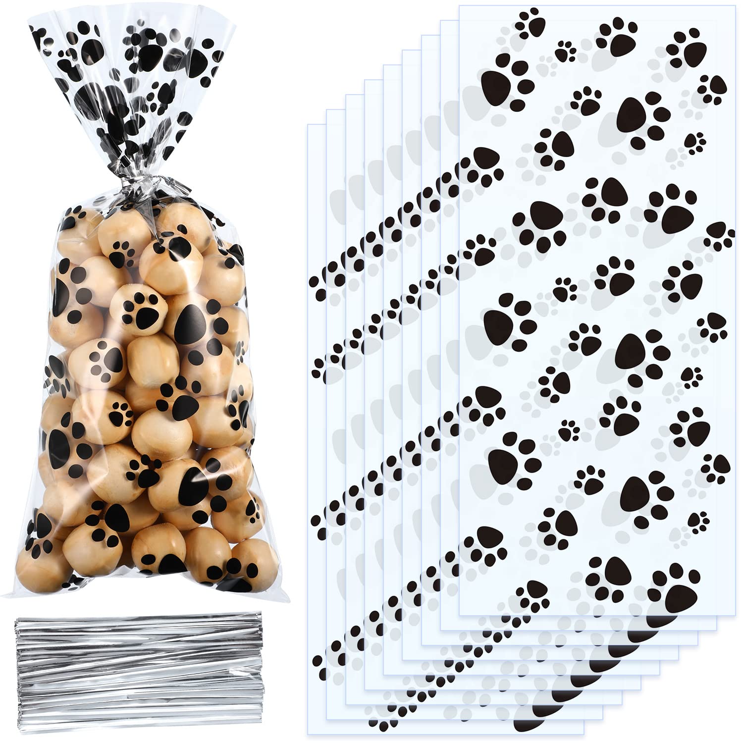 Sachets Blulu en cellophane à empreinte de patte, idéal pour cadeaux d animaux