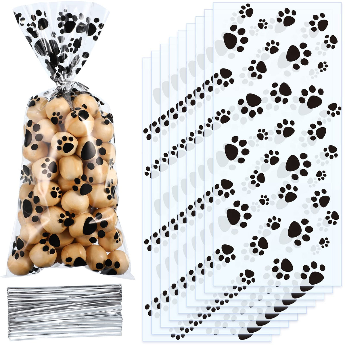 Sachets Blulu avec motif patte pour friandises chien, ambiance fête.