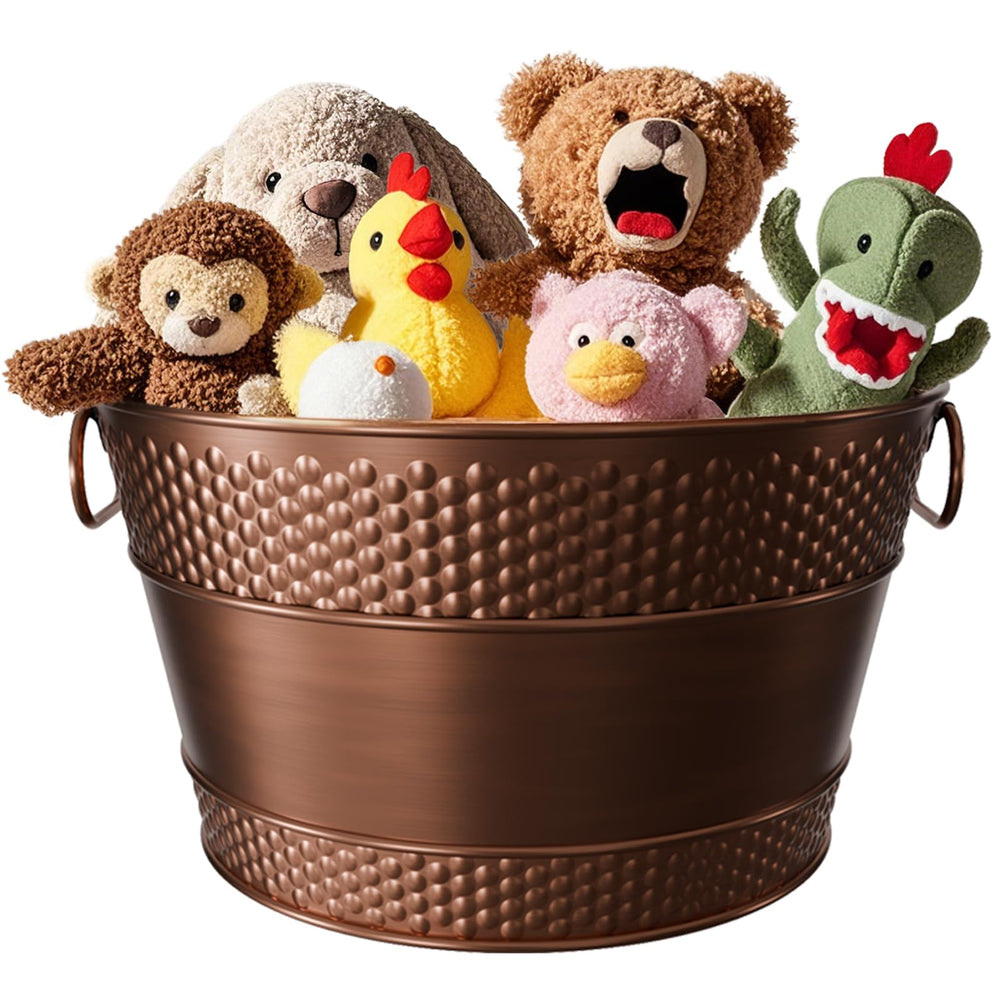 BluPup Panier jouets chien métal indestructible avec finition cuivre.