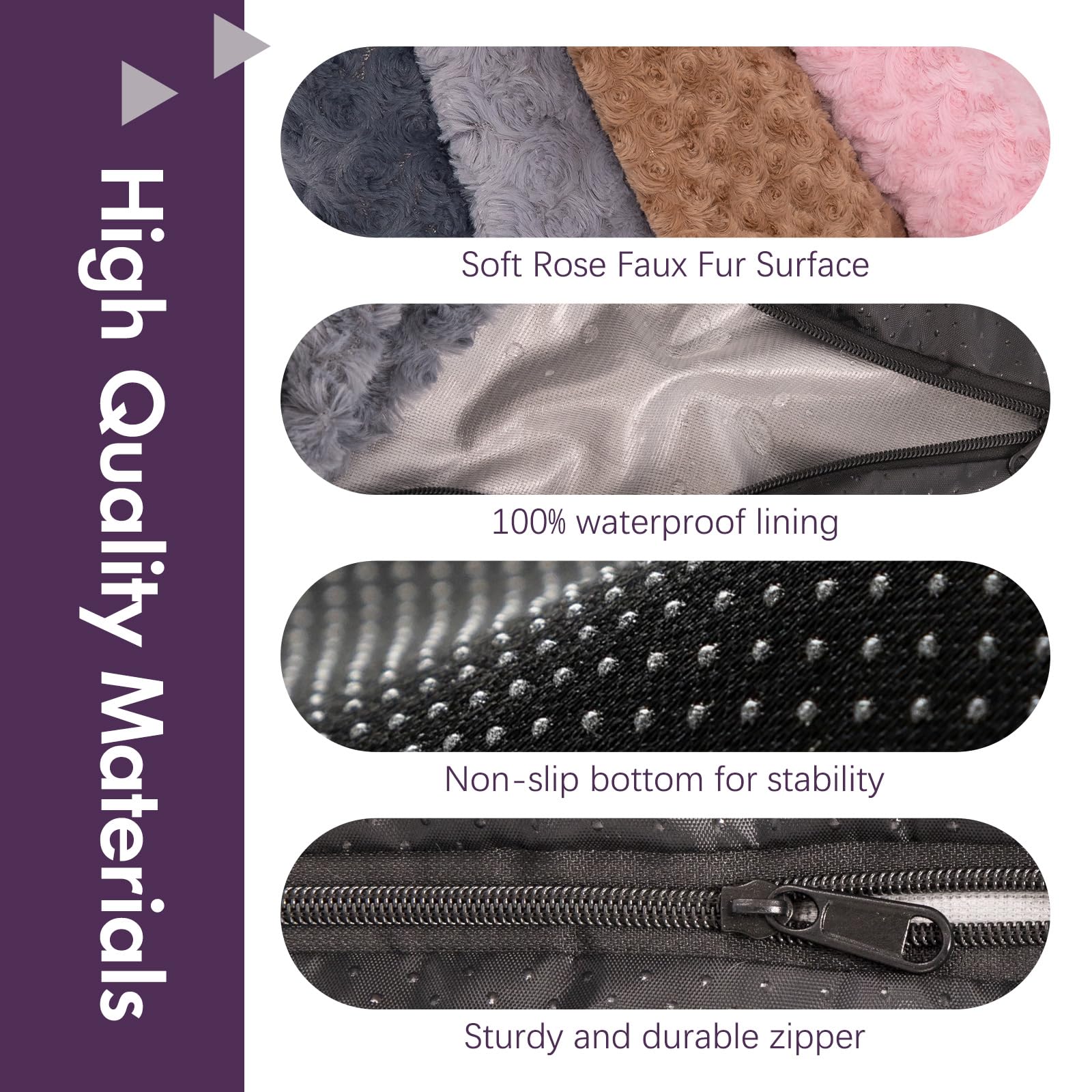 BLVOTKRO housse lit chien velours rose-gris: confort durable et entretien pratique.