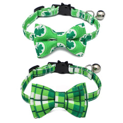 Bnibol collier chat libération-rapide noeud-double vert plaid sécurité et style.