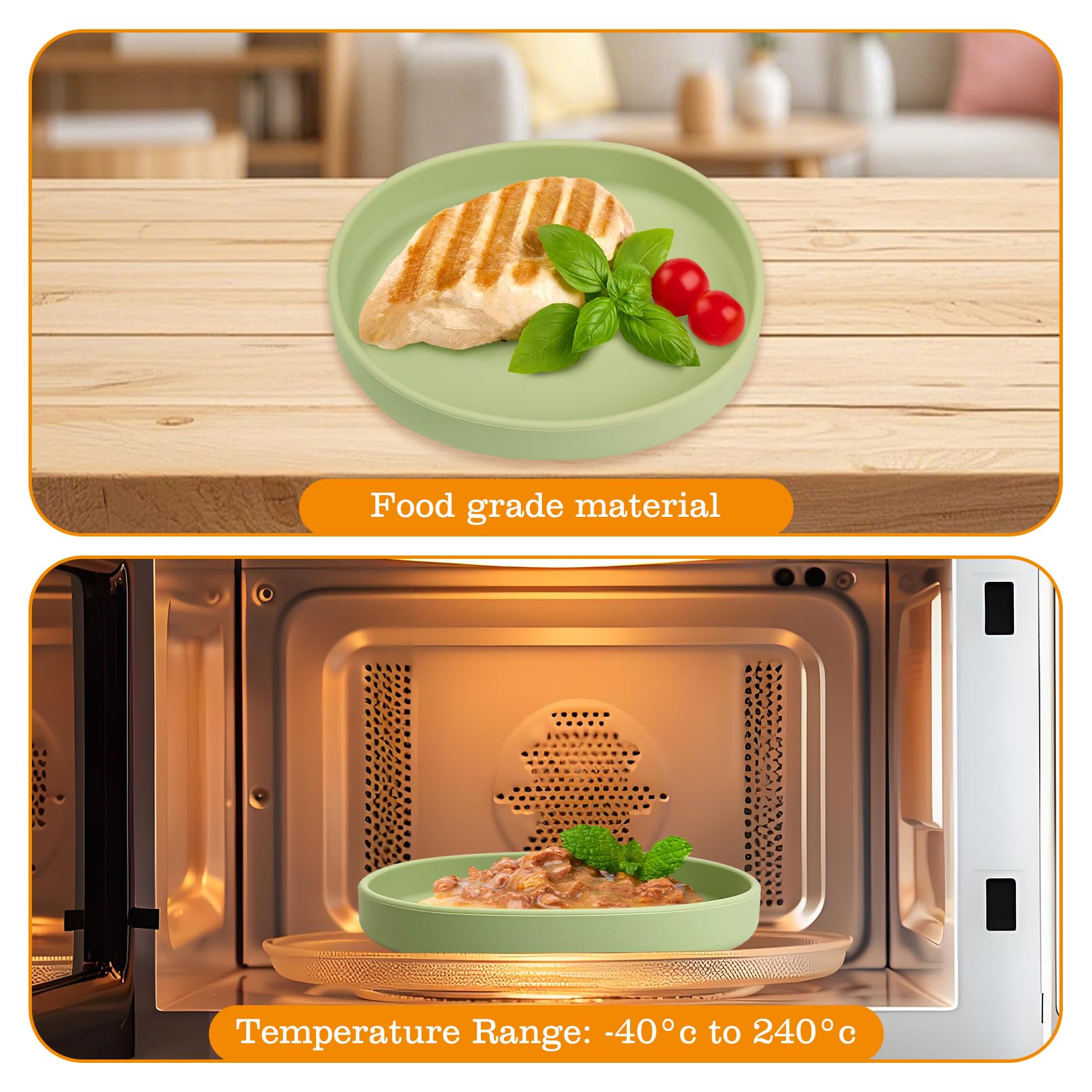 BNOSDM assiette silicone durable et flexible, réduction du bruit lors des repas.