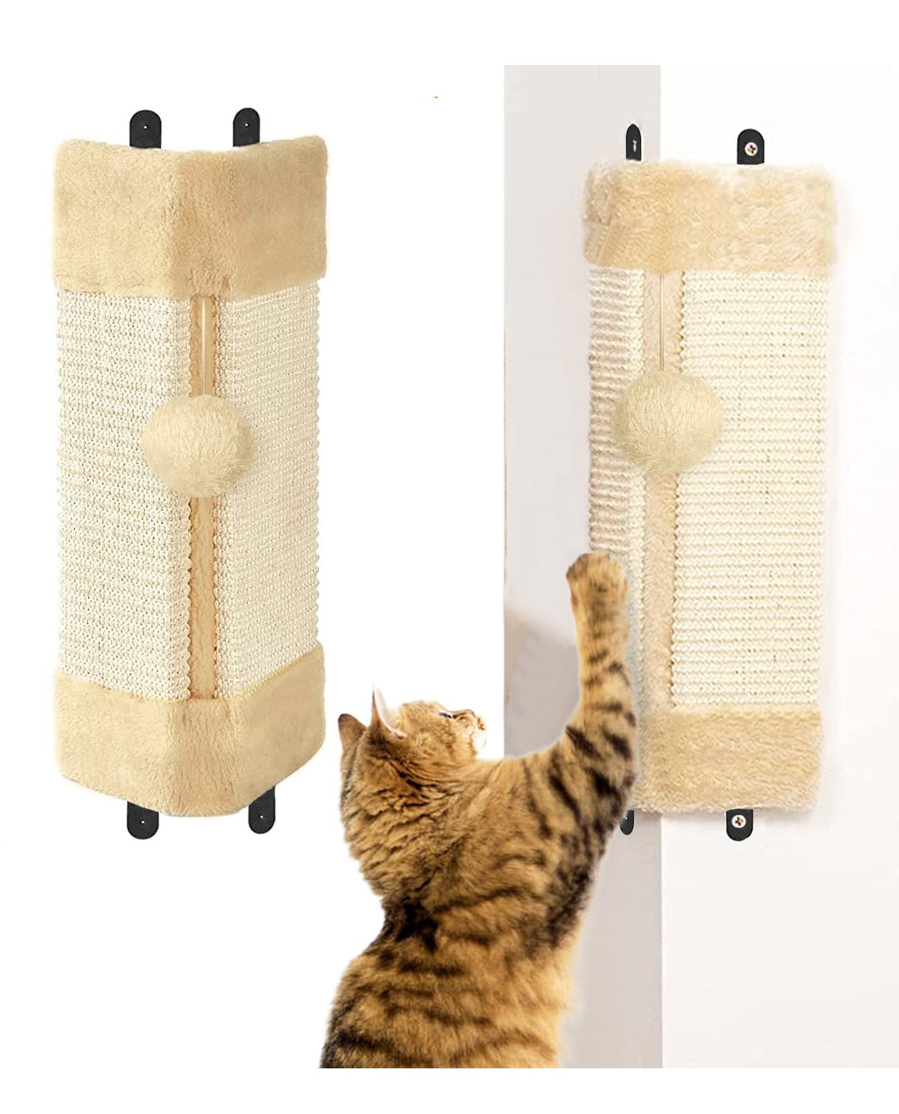 BNOSDM coin mur griffoir chat beige: protège les murs et offre un griffoir durable.