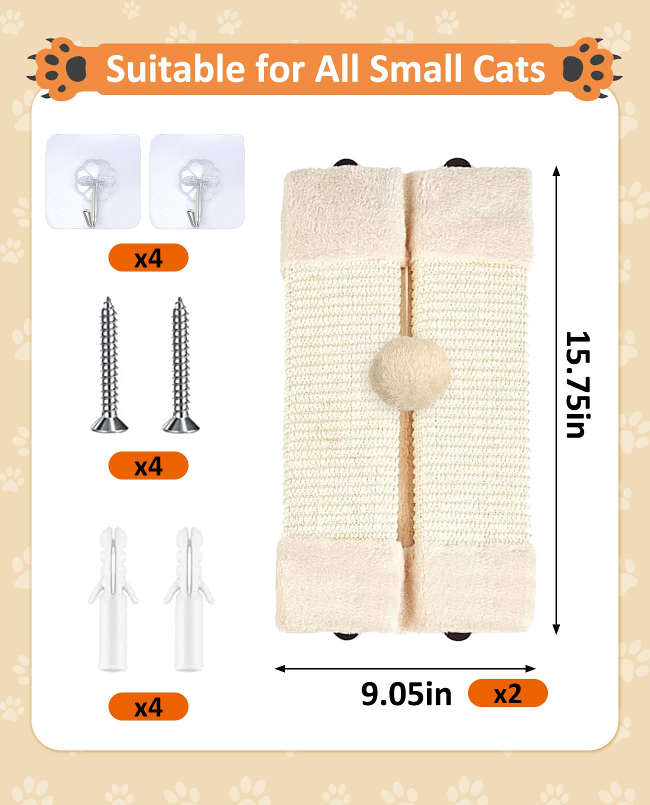 BNOSDM griffoir mur angle beige: installation facile avec fixations incluses.