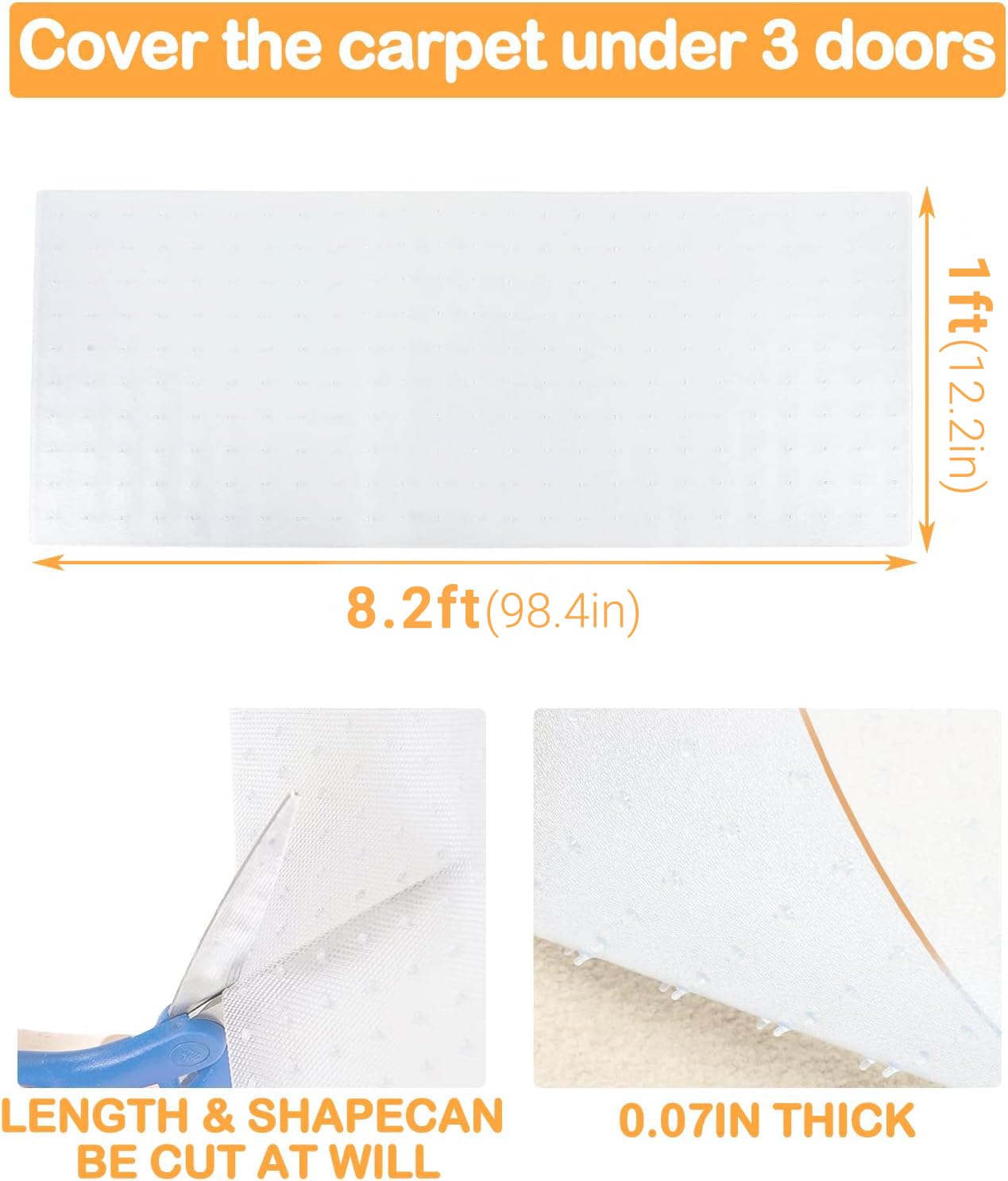 BNOSDM protection plastique tapis transparent: couverture durable et réutilisable pour moquettes.
