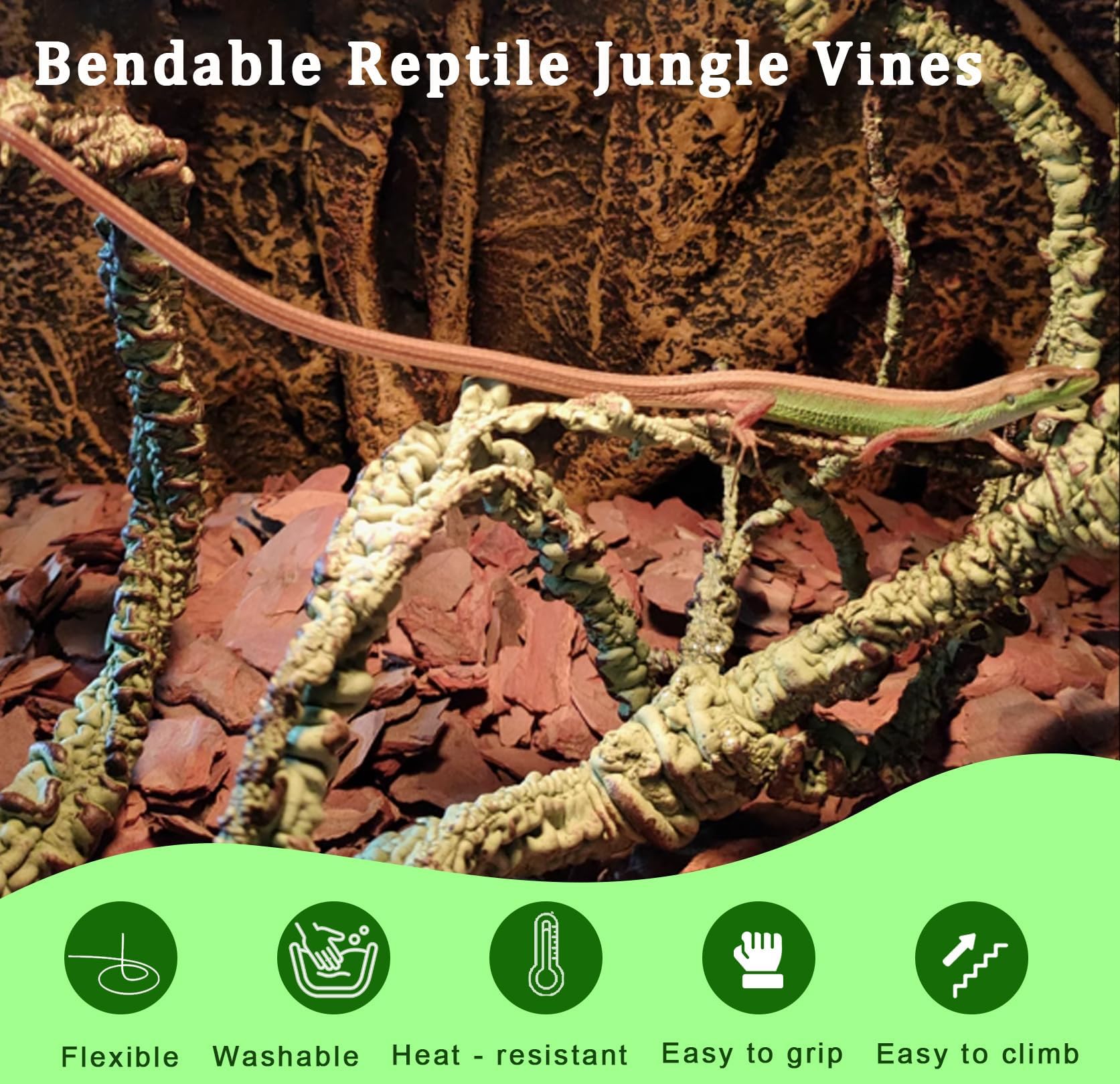 BNOSDM Reptile Jungle Vine, longueur 110 cm, espace d'escalade.