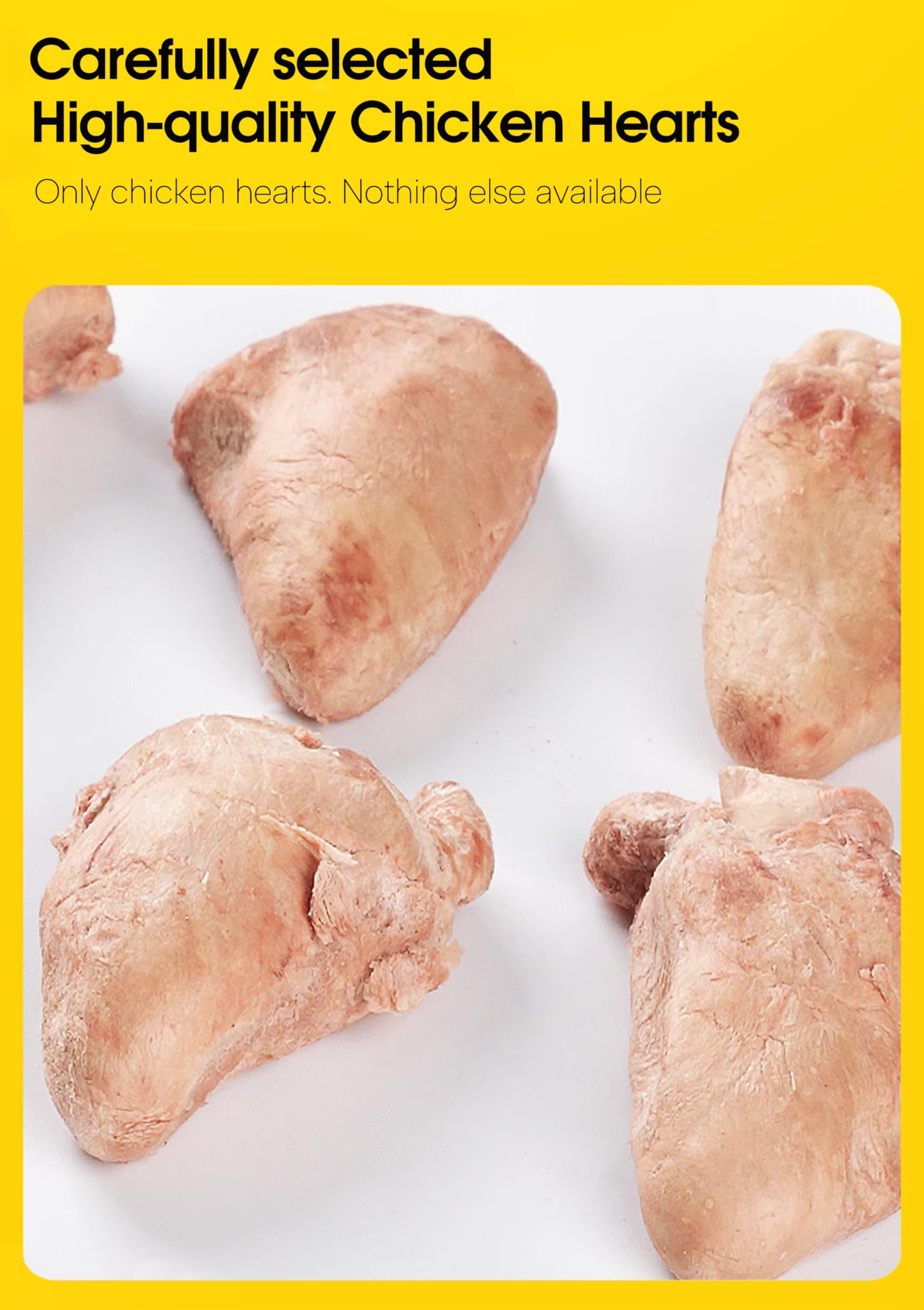 BNYEE Cœurs de poulet lyophilisés 7oz – portion croquante idéale pour le dressage.