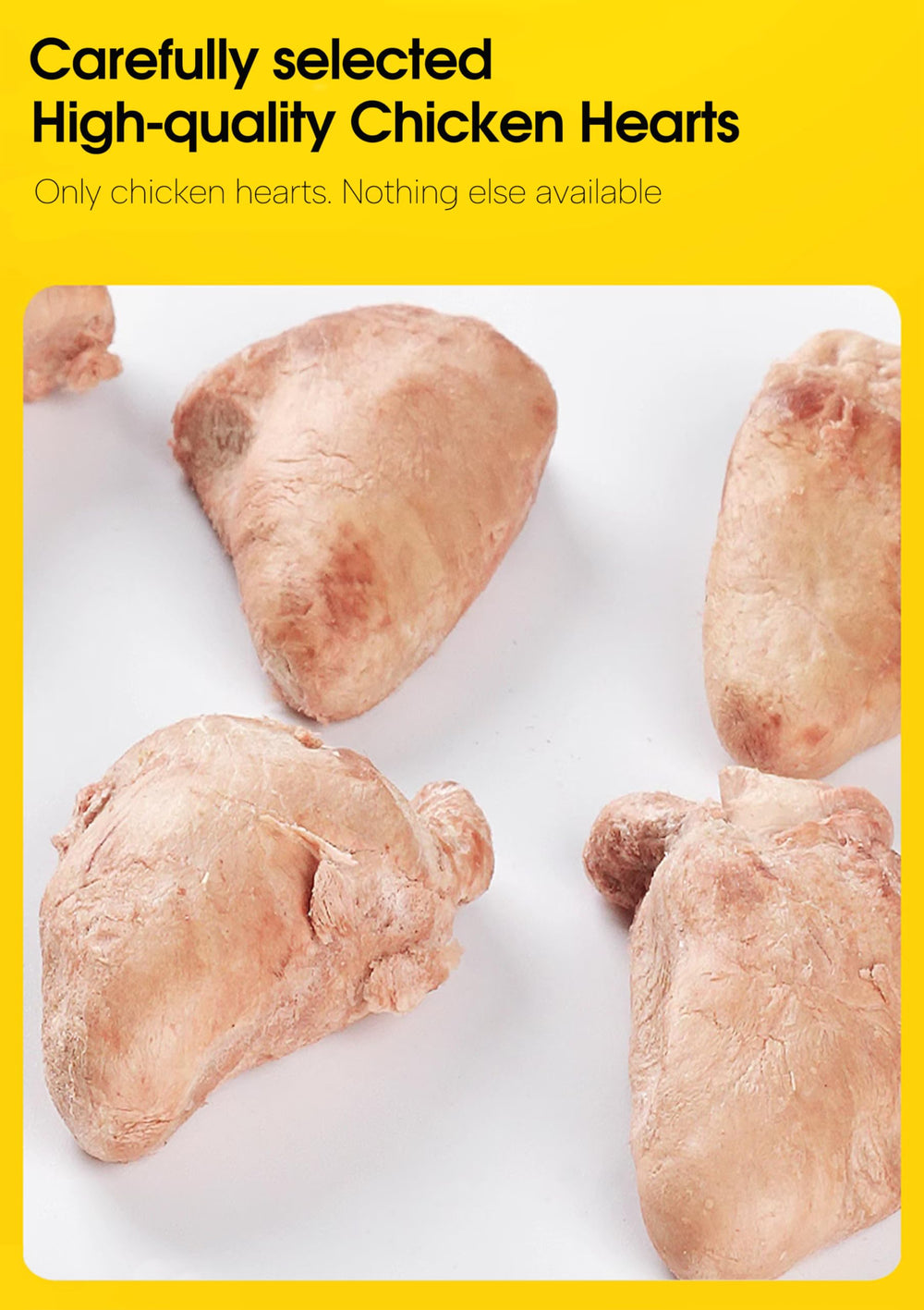 BNYEE Cœurs de poulet lyophilisés 7oz – portion croquante idéale pour le dressage.