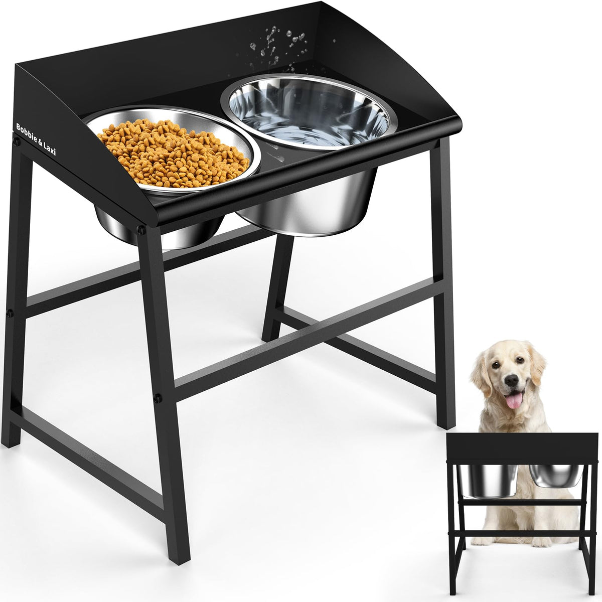 Bobbie et Laxi — gamelle élevée 15 pouces anti-débordement pour grands chiens.