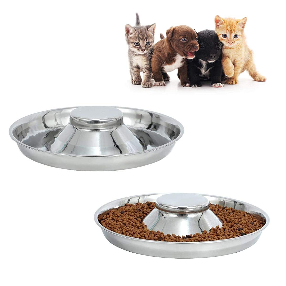 BobbyPet bol inox 11,8 pouces pour chiots et chatons, facile à manipuler.