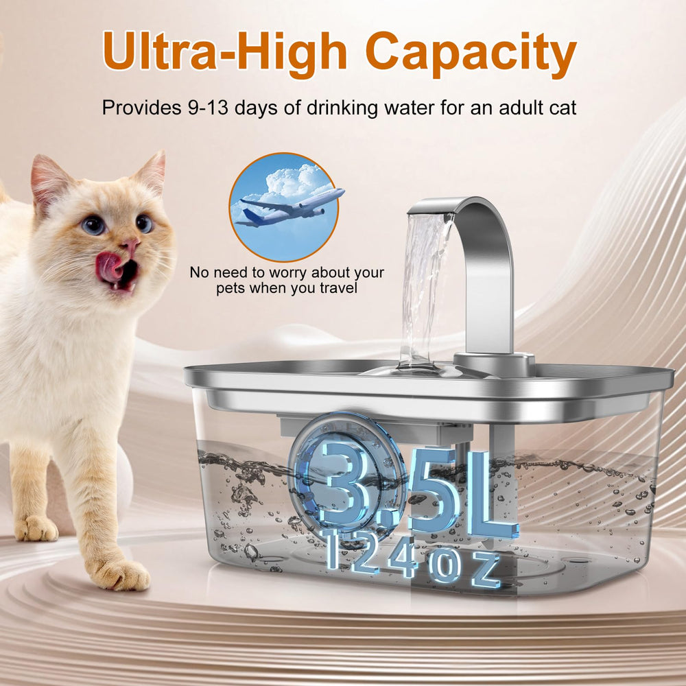 BoBo&Dragon fontaine inox, capacité 3,5 L adaptée pour chats et chiens