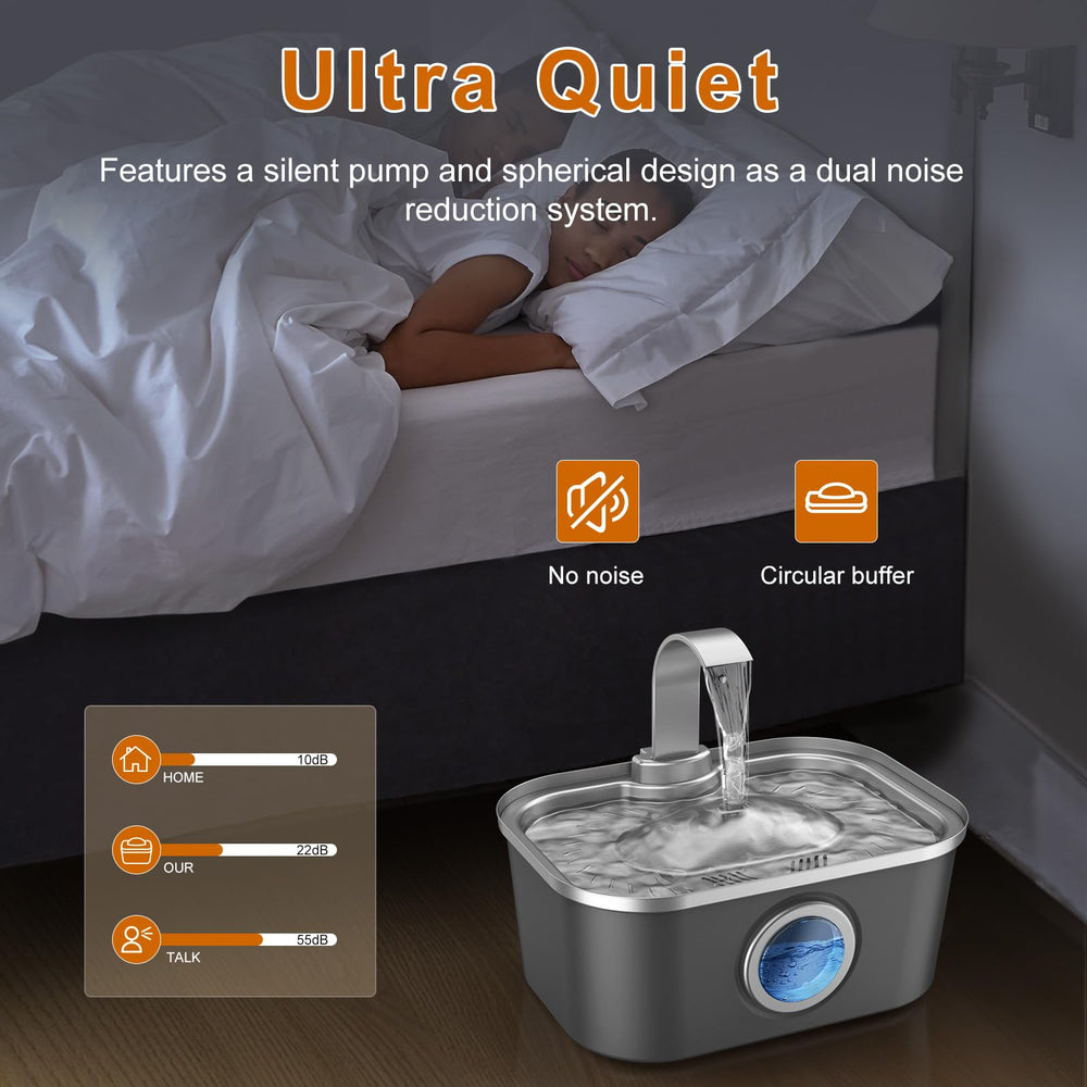 BoBo&Dragon fontaine inox, fenêtre transparente pour surveiller le niveau d'eau