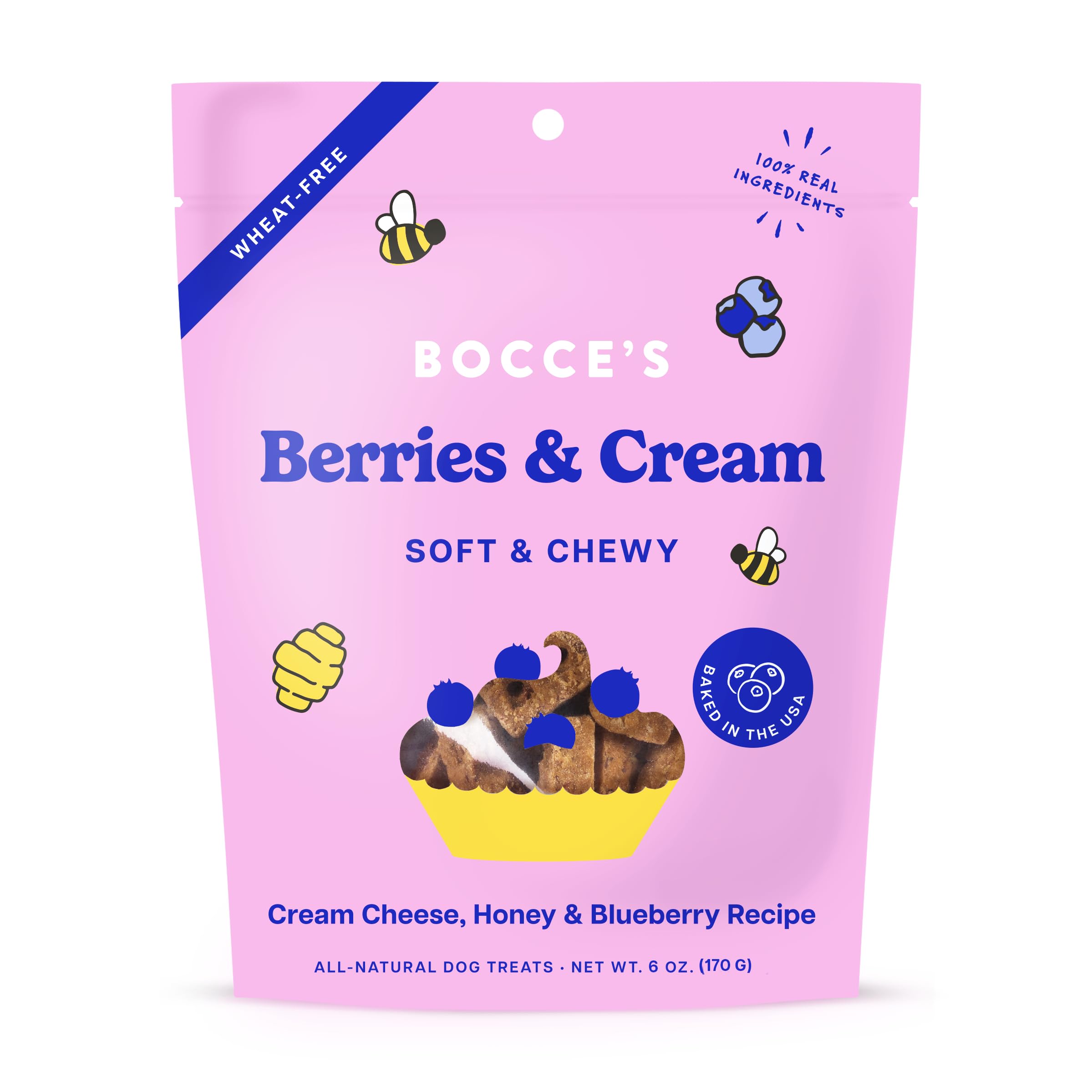Emballage Bocce's Bakery Berries & Cream pour chiens, pratique et prêt à offrir