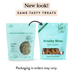 Ingrédients naturels de Bocce's Brushy Bites pour chien.