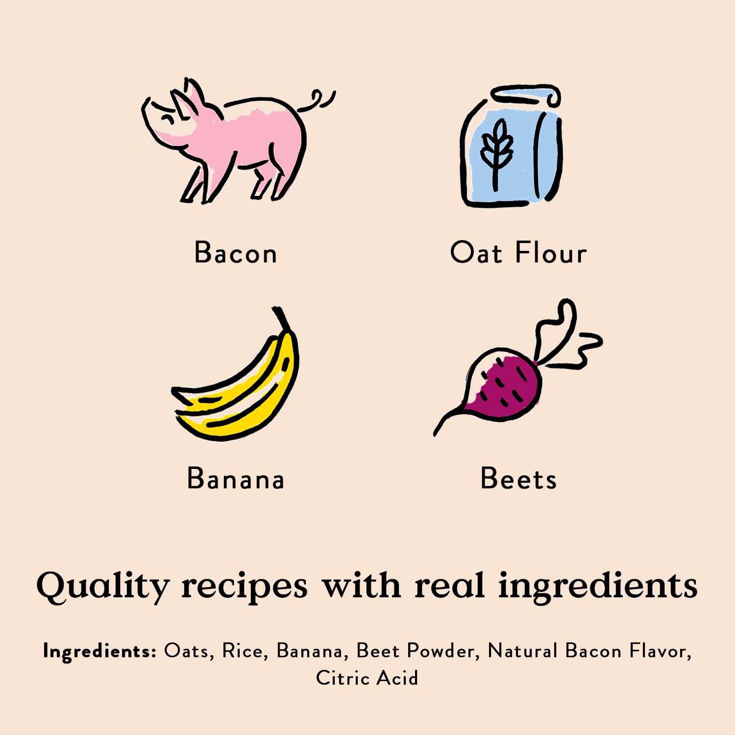 Friandise Bocce's Bakery encas petits banane bacon chien, taille pratique pour l’entraînement.