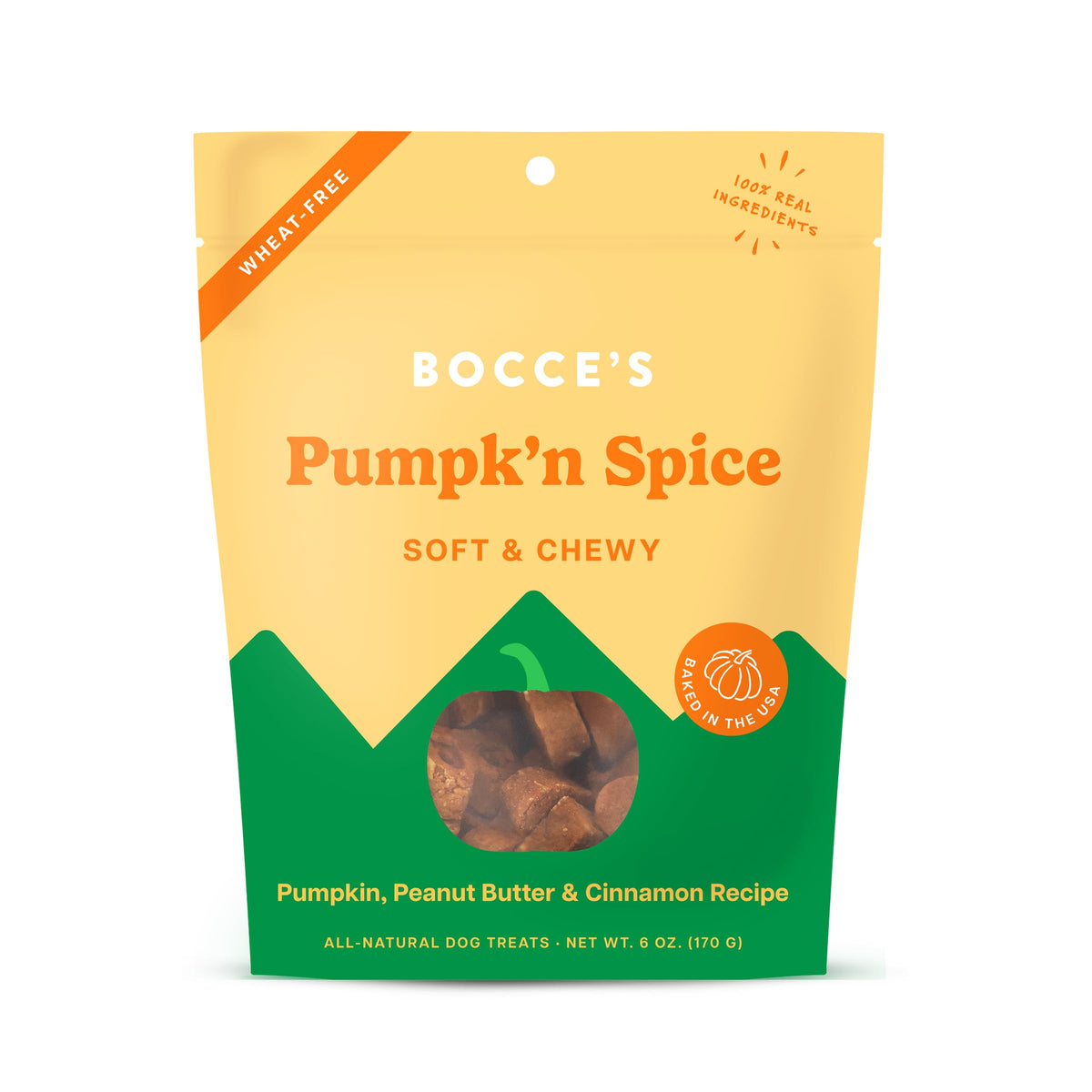 Friandises Bocce’s Épices de Citrouille moelleuses, idéale collation quotidienne pour chien.