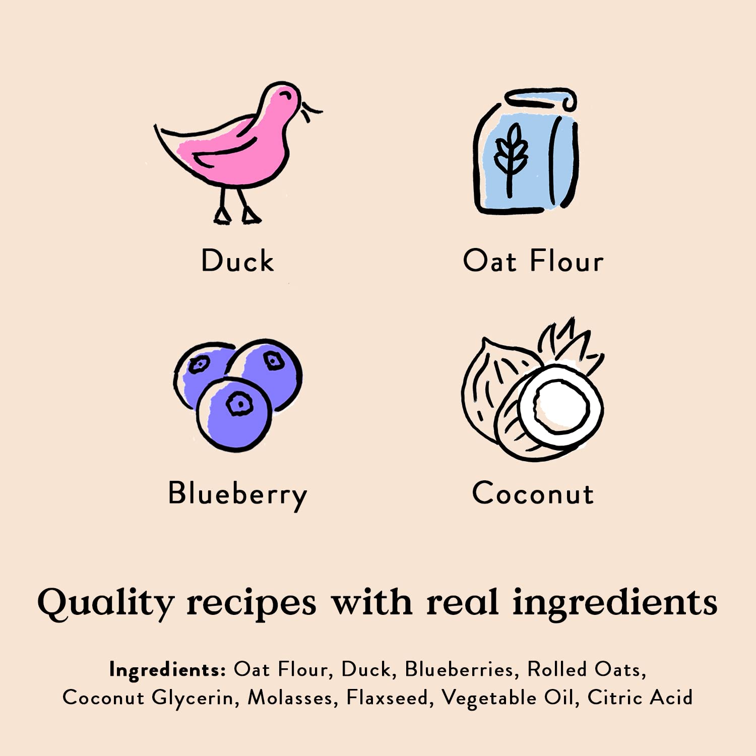 Ingrédients naturels et simples chez Bocce's Bakery, sans additifs.