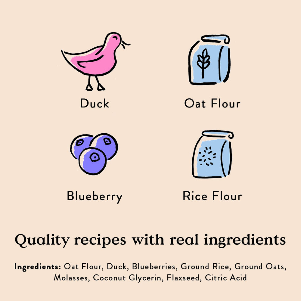 Bocce's Bakery ingrédients naturels: friandise sans céréales idéale pour une alimentation équilibrée.