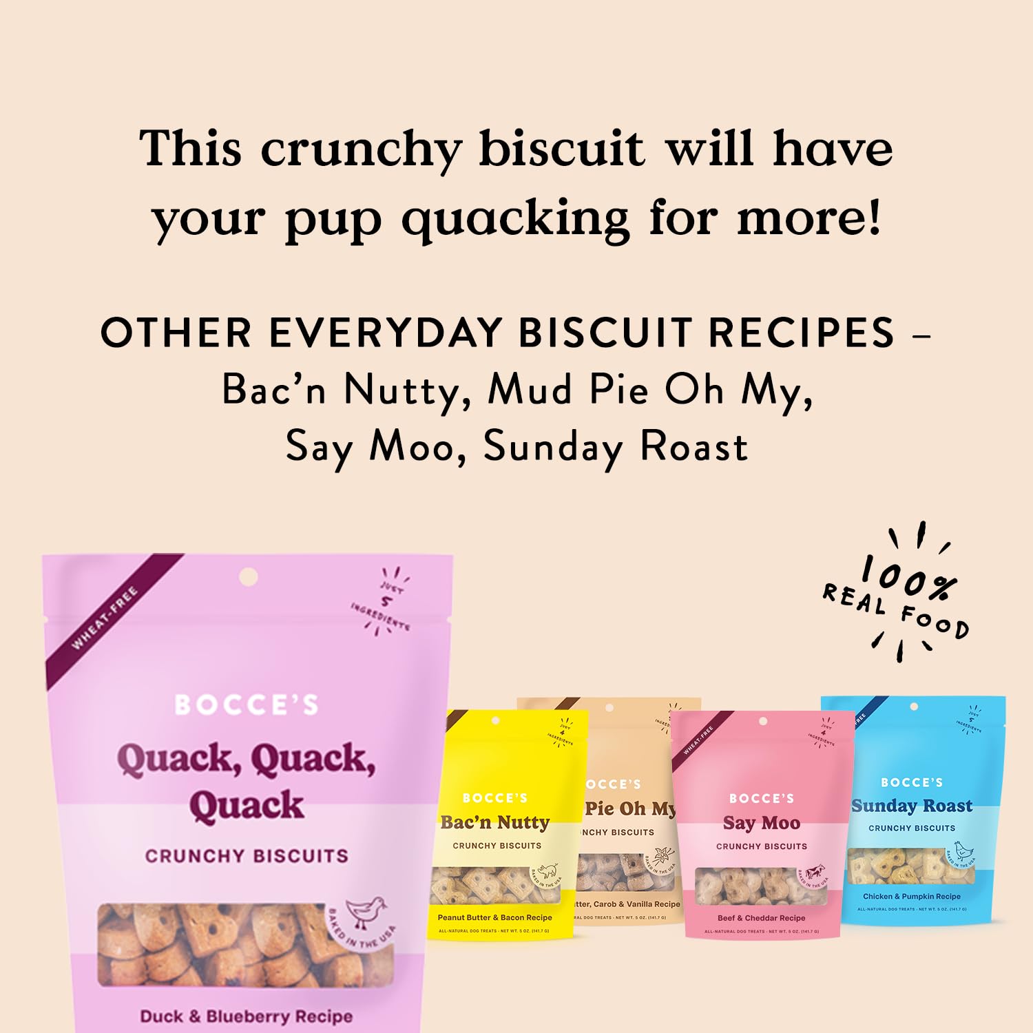 Bocce’s Bakery – ingrédients simples: canard, citrouille, romarin pour biscuits savoureux.