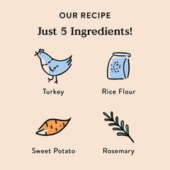 Dinde américaine sans hormones et patate douce pour une collation naturelle.