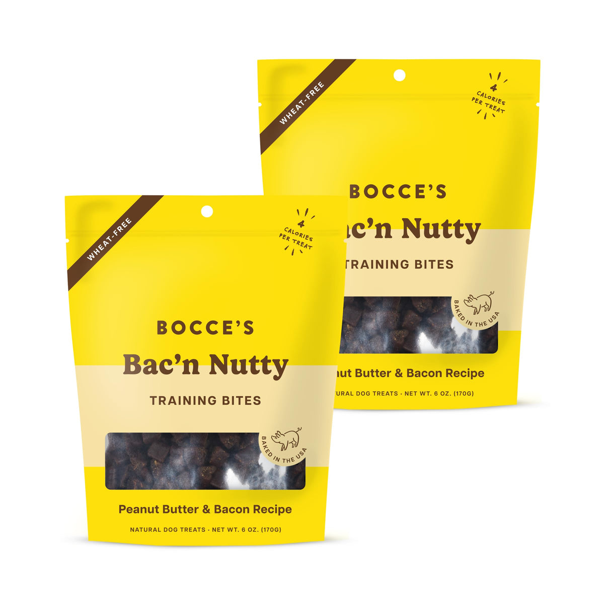Bocce’s Bakery Bac’n Nutty, sachet portable d’entraînement pour chiens, pratique lors des promenades.