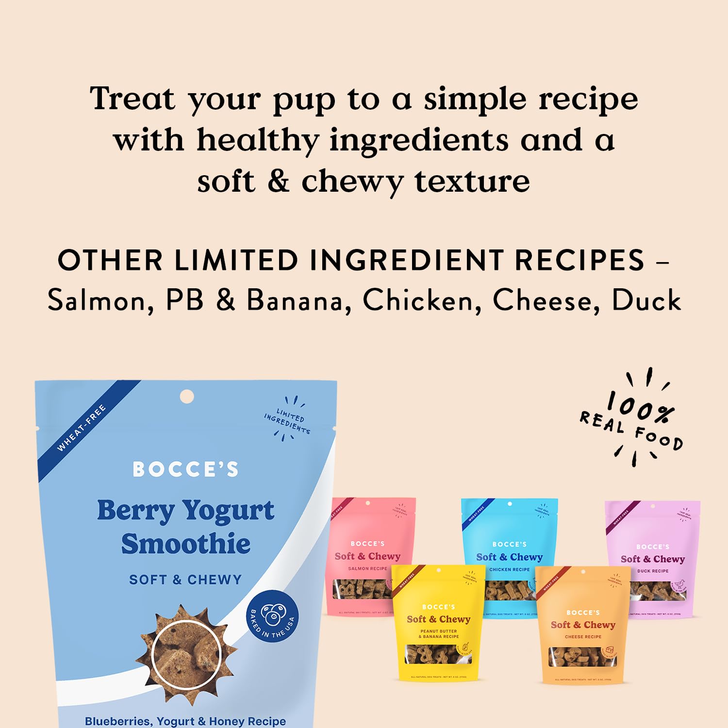 Friandise Bocce’s Bakery texture moelleuse – idéale pour chiens sensibles.