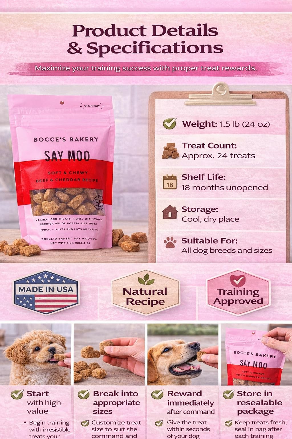 Bocce’s Say Moo – ingrédients naturels sans additifs artificiels.