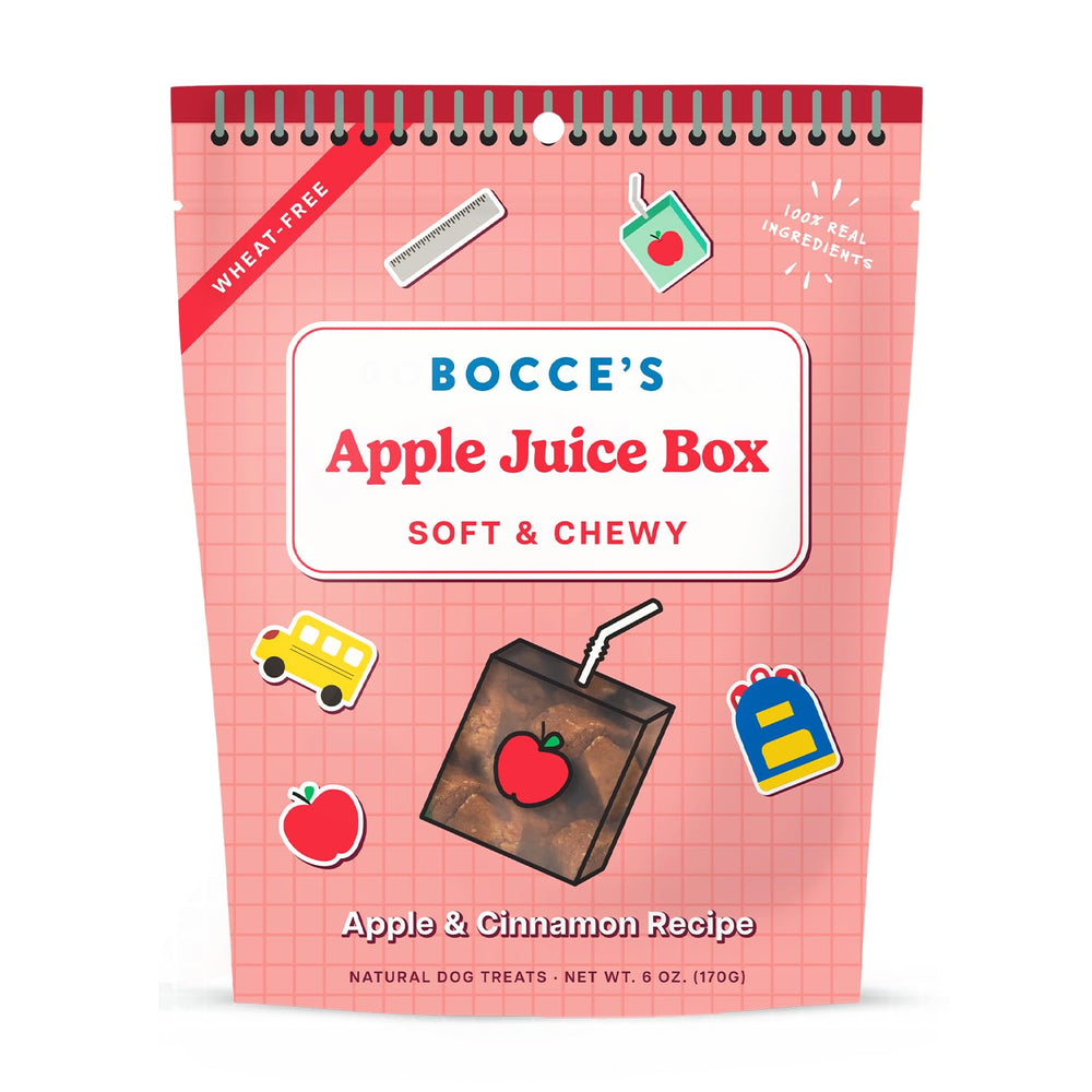 Friandises Bocce's Bakery en boîte pomme pour chiots, goût fruité et attractif.