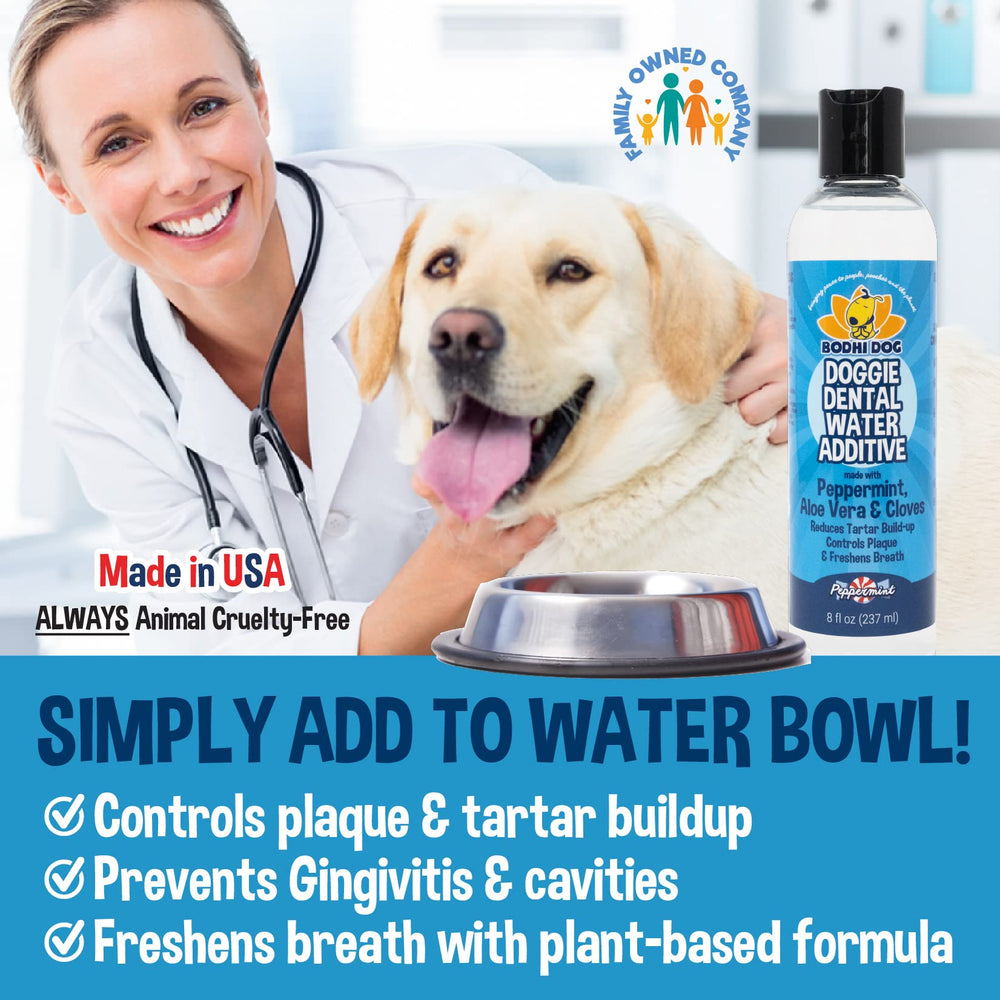 Bodhi Dog additif-eau-dentifiante menthe – verser dans l’eau du chien.