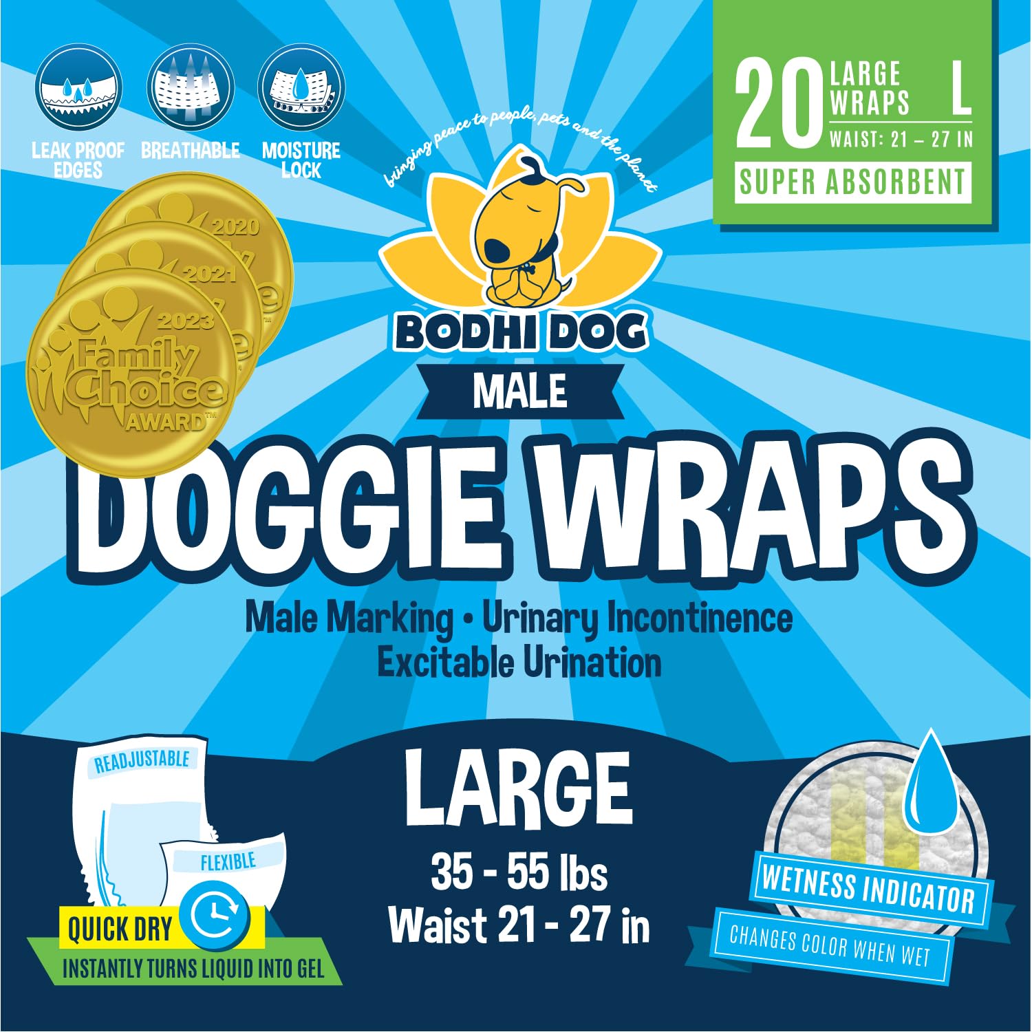 Bodhi Dog – couches jetables pour chien mâle – absorption maximale et propreté assurée.