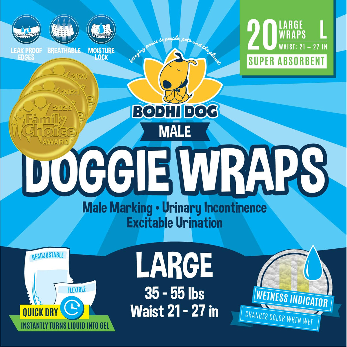 Bodhi Dog – couches jetables pour chien mâle – absorption maximale et propreté assurée.