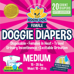 Couches Bodhi Dog pour chienne femelle, absorption élevée et confort.