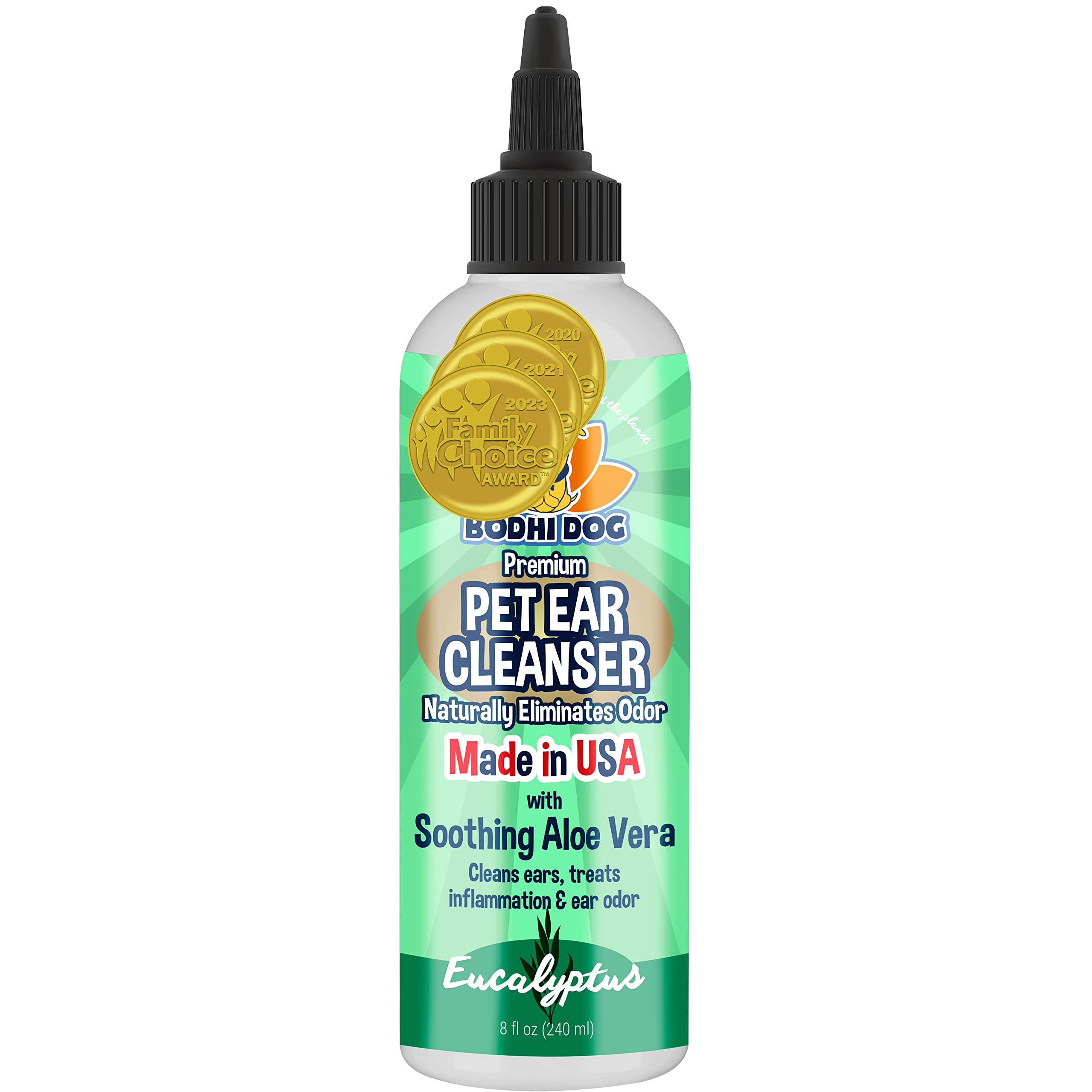 Bodhi Dog Ear Cleaner : bouteille 8oz pour nettoyer en douceur les oreilles.