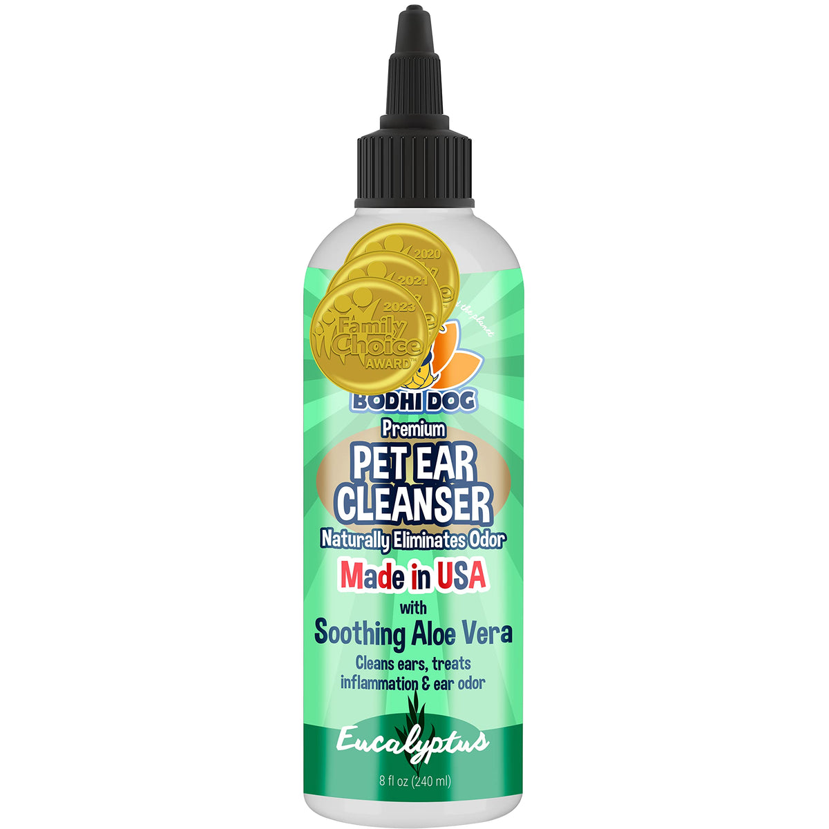 Bodhi Dog Ear Cleaner : bouteille 8oz pour nettoyer en douceur les oreilles.