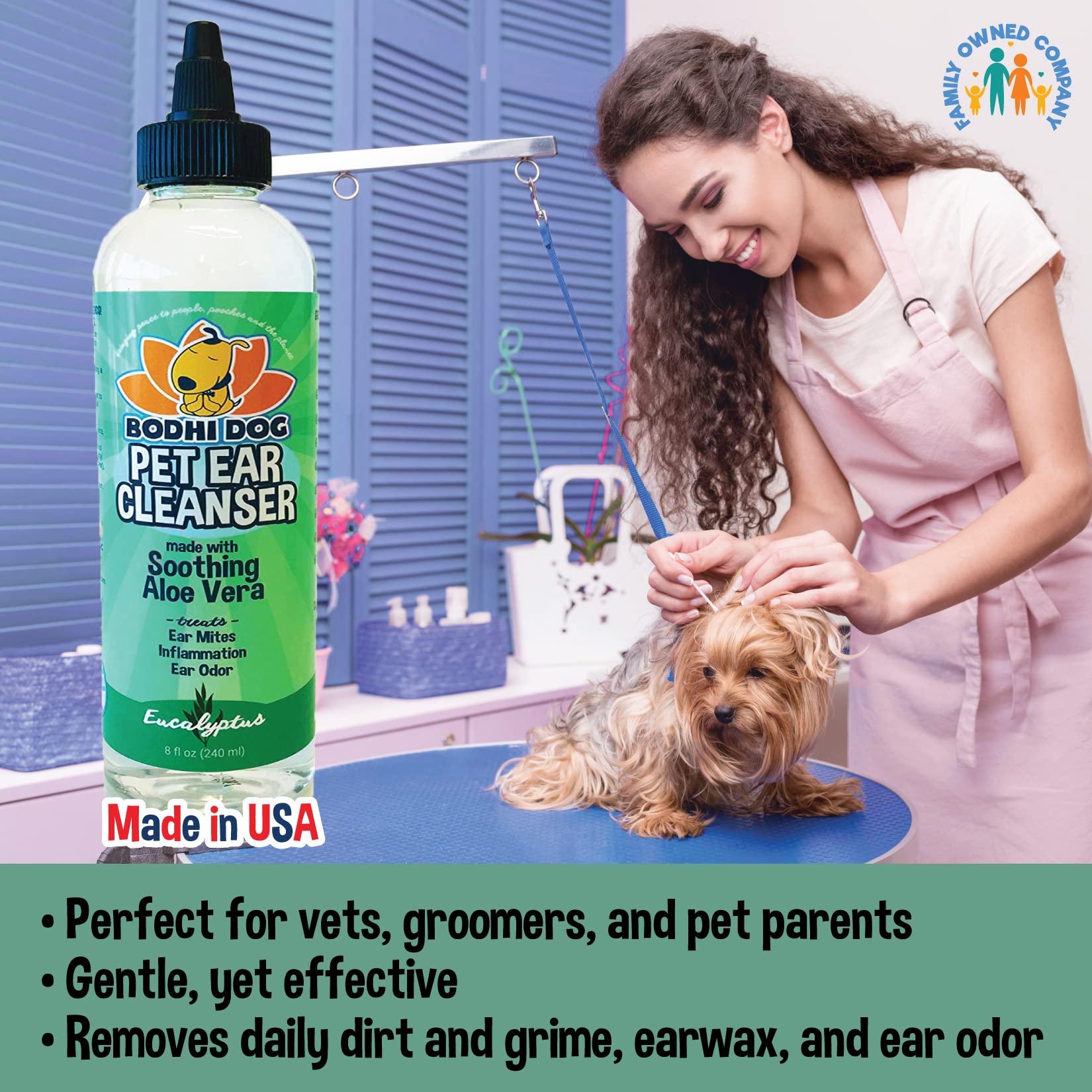 Senteur fraîche d'eucalyptus dans Bodhi Dog Ear Cleaner pour une odeur agréable.
